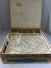 Federal Glass Homestead Snack Set (Cups And Plates)In Original Box VTG