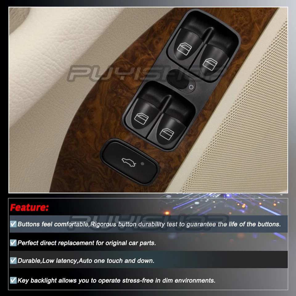 Interruptor regulador ventana maestro para Mercedes-Benz CLK350 CLK55 CLK500 CLK63 AMG Foto 4 de 4