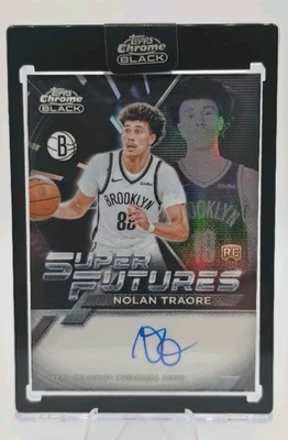 NOLAN TRAORE 2025-26 TOPPS CHROME BLACK ROOKIE SUPER FUTURES AUTO NETS SF-NT - Image 1 of 4