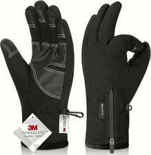 -10℉ Waterproof Winter Gloves for Men & Women, 5-Layer Ski & Medium, Black 