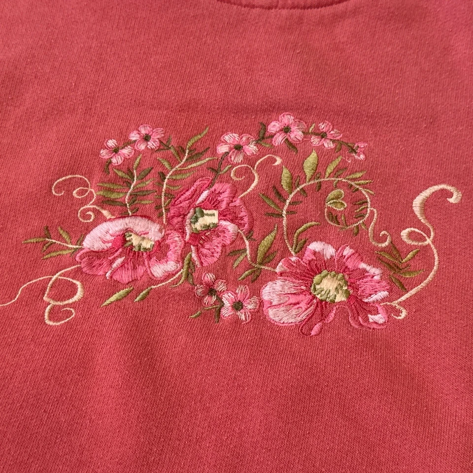 Sudadera Rosa Shenanigans Floral Bordada Cuello Dbl Granny Core Años 90/Y2K Foto 3 de 4