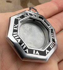 Vintage Elgin Pocket watch case, enamel bezel roman numeral Art Deco 1930's 43mm