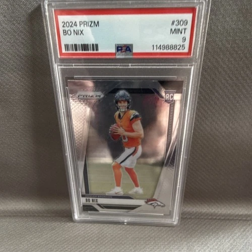 2024 Panini Prizm Rookie Bo Nix #309 Denver Broncos Base PSA 9 Football Card