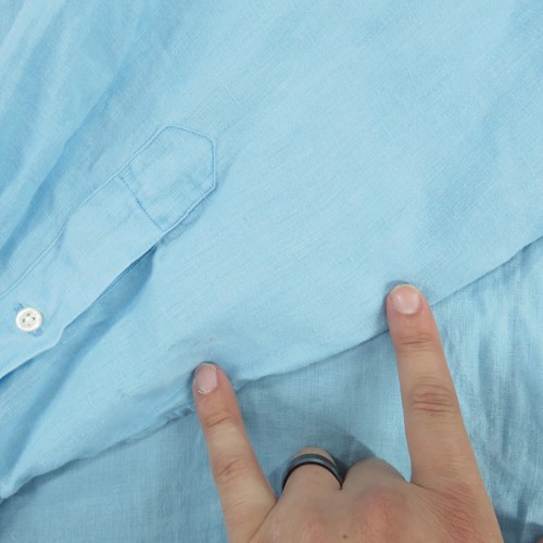 Polo Ralph Lauren camicia uomo 3XLT blu lavaggio oceano lino pony abbottonata 3XL ALTA - Foto 6 di 13