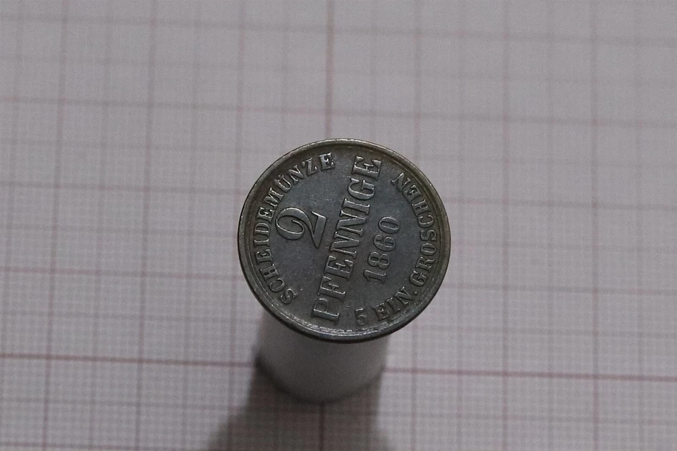 🧭 🇩🇪 GERMANY BRAUNSCHWEIG WOLFENBÜTTEL 2 PFENNIG 1860 SHARP DETAILS B79 #W565 - Image 2 of 2