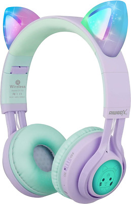 Auriculares inalámbricos para niños CT-7S con orejas de gato y Bluetooth, con lí