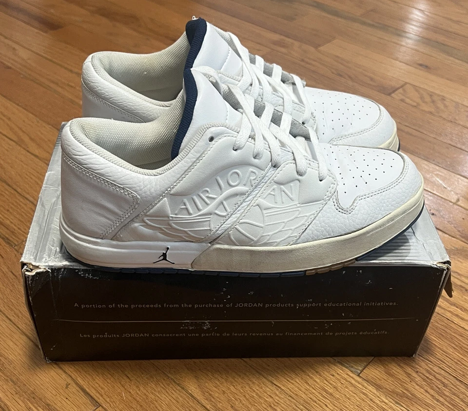 NIKE AIR JORDAN 1 NU RETRO BAJA TALLA 9 I 2002 LANZAMIENTO BLANCO MEDIANOCHE AZUL MARINO Foto 4 de 4