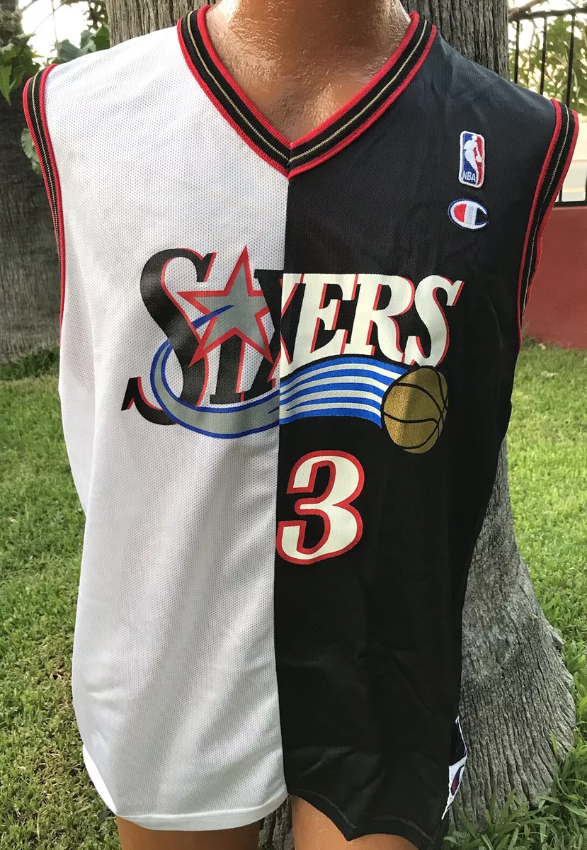 2000 Allen Iverson Philadelphia 76ers Sixers Champion Euro Cut NBA Jersey  Size Large – Rare VNTG