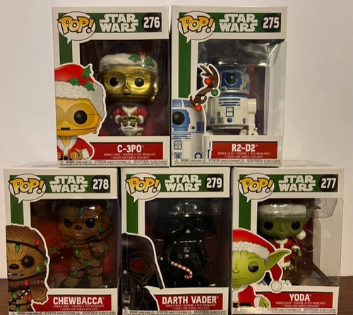 FUNKO POP STAR WARS CHRISTMAS 275, 276, 277, 278, 279 COMPLETE SET NEW