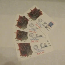 USPS FIRST DAY OF ISSUE CENTENNIAL OF STATUE OF LIBERTY JULY 4, 86 LOT OF 4 ENVE