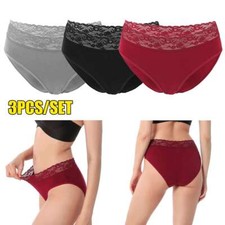 3pcs Women's Cotton Stretch Panties Comfy High Waist Briefs Breathable Underwear