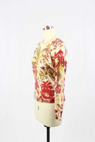 Vintage 90's KENZO JEANS Beige Red Floral Wool Knit Crew Neck Sweater, Size L - Picture 4 of 9