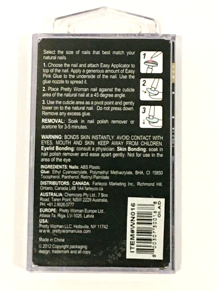 Goth Press On Nails In Shiny Blk-24 Pc Nail Glue & Applicator-Pretty Woman Brand - Image 4 of 4