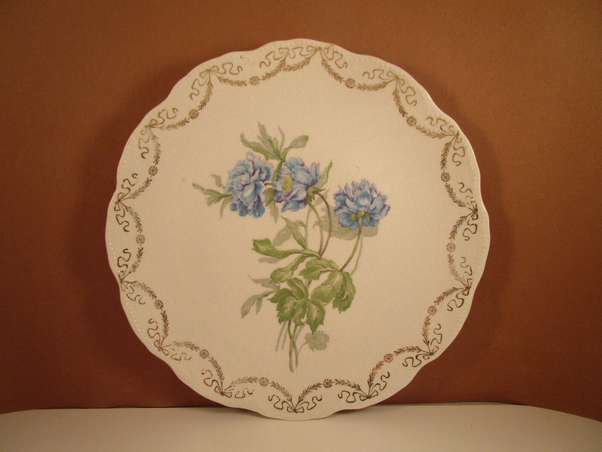 Vintage Unmarked Blue Flower Scalloped Decorative Plate | eBay