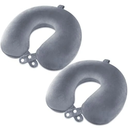 Travel Pillow for Airplane-2 Pack Memory Foam Neck Pillows Soft & Support Tra...