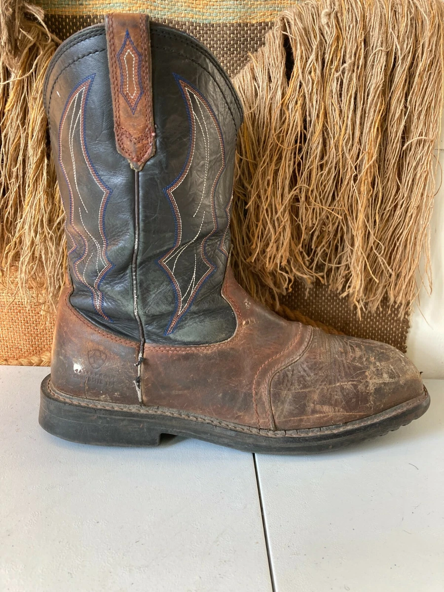 Ariat Mens Brown Leather Steel Toe Western Work Boot Size 11.5 D 10012932