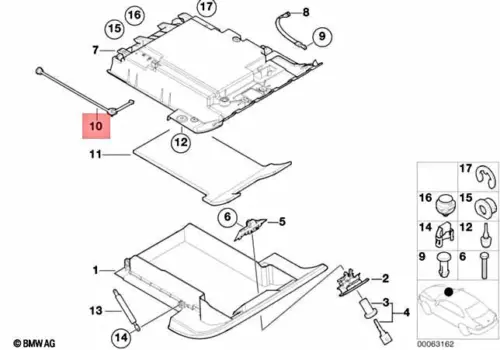 OEM BMW Alpina Z8 V8 E52 ALPINA V8 Glove Box Locking Mechanism 51167026225 - Picture 1 of 1