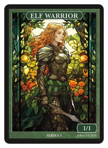 Elf Warrior  Stained Glass Token Givememana Tokens Magic the Gathering