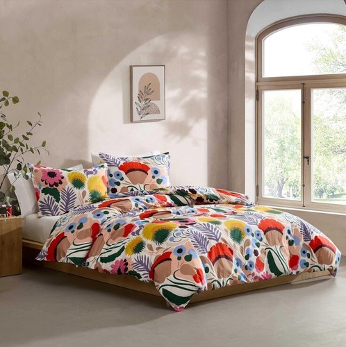 MARIMEKKO Ojakellukka King Comforter Set, Cotton Percale with 2 King Shams New