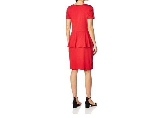 Size 1X Women’s Plus Size Red Short Sleeve Ponte Peplum Dress By Star Vixen - Picture 3 of 3