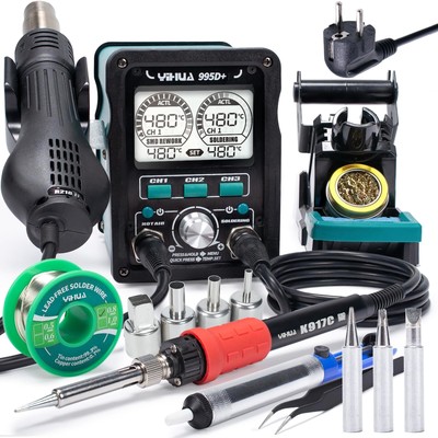 995D+ EVO Heißluft Rework station Lötstation 2-in-1 mit dynamischem LCD-Displ...
