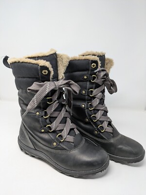 Timberland Mount Hope Boots Women's Size Black Leather Faux Fur Lace Up  Winter