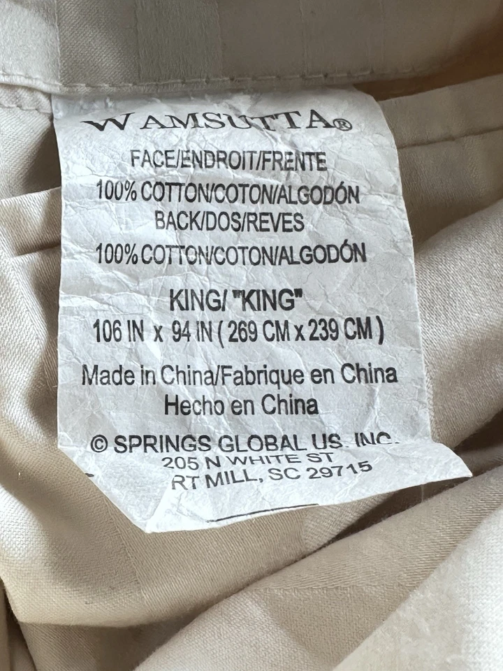 Edredón WAMSUTTA King Damasco Rayas 500 TC 106”x94” 100% ALGODÓN Amarillo Claro Foto 3 de 4