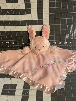 Child Of Mine Carter s Pink Bunny Security Blanket Lovey Rattle Satin Trim 