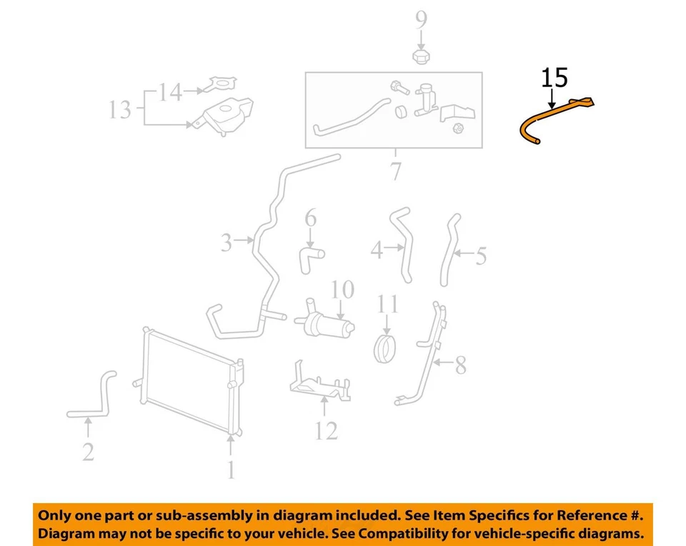FITS 2006-2009 CADILLAC STS HOSE,CHRG AIR CLR COOL OVF 89025033 -  NEW OEM - Image 2 of 3