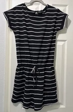 ANRABESS Short Sleeve Shorts Striped Jumpsuit Romper Pockets Black White Size M