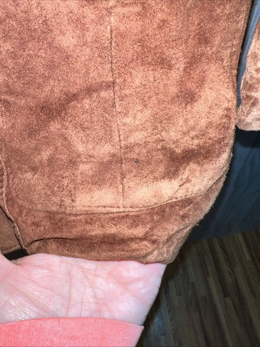 VTG Rust Brown Suede Leather Bermans Jacket Blazer M-L Retro Hippie Rockabilly - Picture 9 of 20