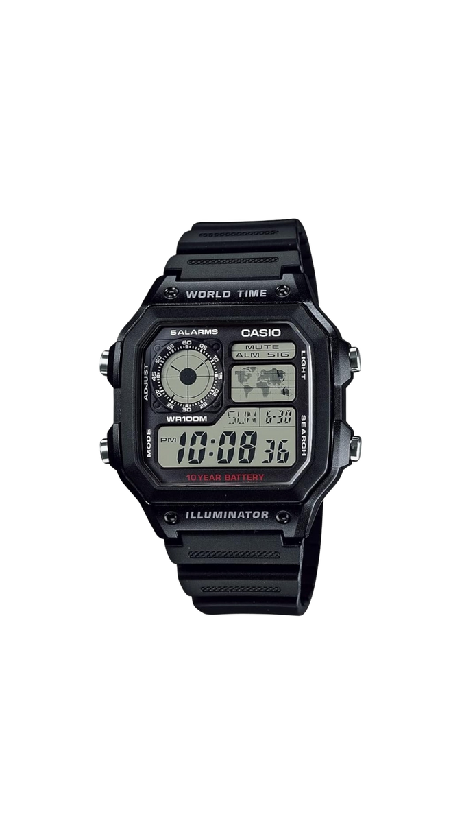 Casio AE1200WH-1A Digital World Time Men's Watch | eBay