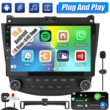 64g Carplay Android 15 Car Radio Wifi Gps Stereo For Honda Accord 2003-2007cam
