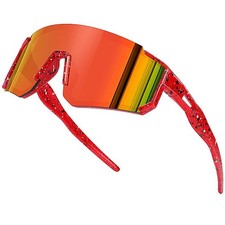 SEKKAF Kids Sunglasses Youth Baseball for Boys 63 Millimeters, Red