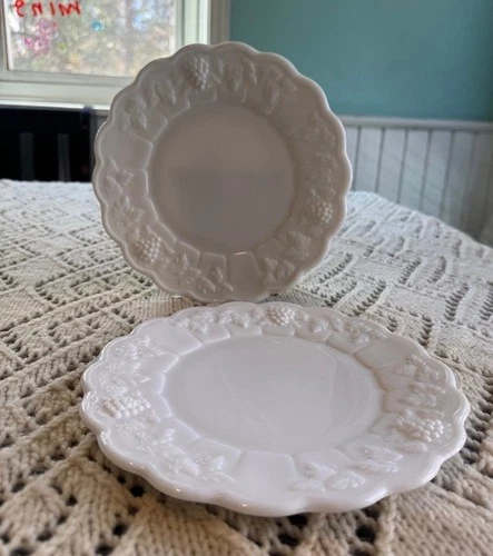 2 Vintage Westmoreland Milk Glass Plates