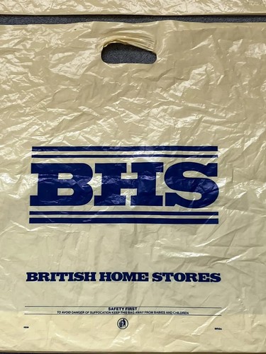 Vintage British Home Stores Large Yellow Carrier Bag x 2 - Measure 24” x 20” - Picture 5 of 5