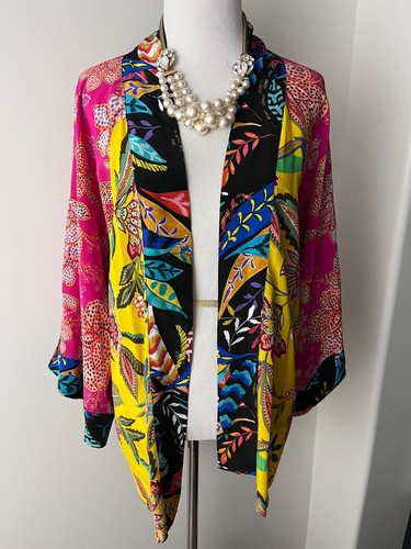 NWOT Johnny Was Martina Open Front Silk Cardigan - Sz Med - 第 1/6 張圖片