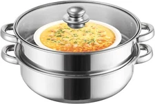 Olla Vaporera Para Tamales Verduras Alimentos Con 2 Niveles De Acero Inoxidable