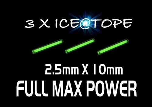 ICEATOPE 3 X ICE GREEN Isotopes /Betalights 2.5mm X 10mm CARP FISHING isotope