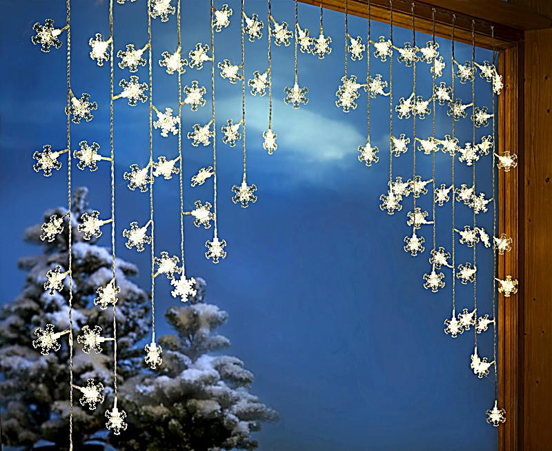 LED Lichtervorhang FLOCKENZAUBER Lichterkette Fensterdeko Weihnachtsbeleuchtung