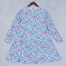 Loft A-Line Dress Women Small Blue Floral Long Sleeve Cottage Core Prairie Daisy