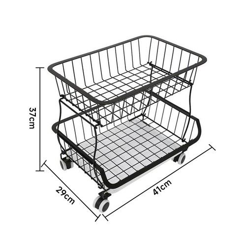 STORAGE STACKING WIRE BASKET STACKABLE SHELVES VEGETABLE FOOD KITCHEN RACK WHEEL - Picture 34 of 43
