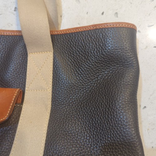DOONEY & BOURKE BLACK PEBBLE And BROWN LEATHER SHOULDER BAG TOTE EUC - Picture 5 of 24