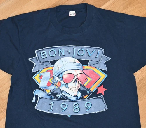 BON JOVI TOUR rock concert tee t-shirt M/ 1980s vintage concert t-shirt, vintage, single stitch, B+ condition