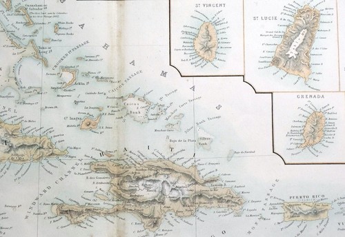 WESTINDIEN, KARIBIK, BERMUDA, BRITISCHE INSELN, Fullarton antike Karte c1860 - Bild 4 von 5