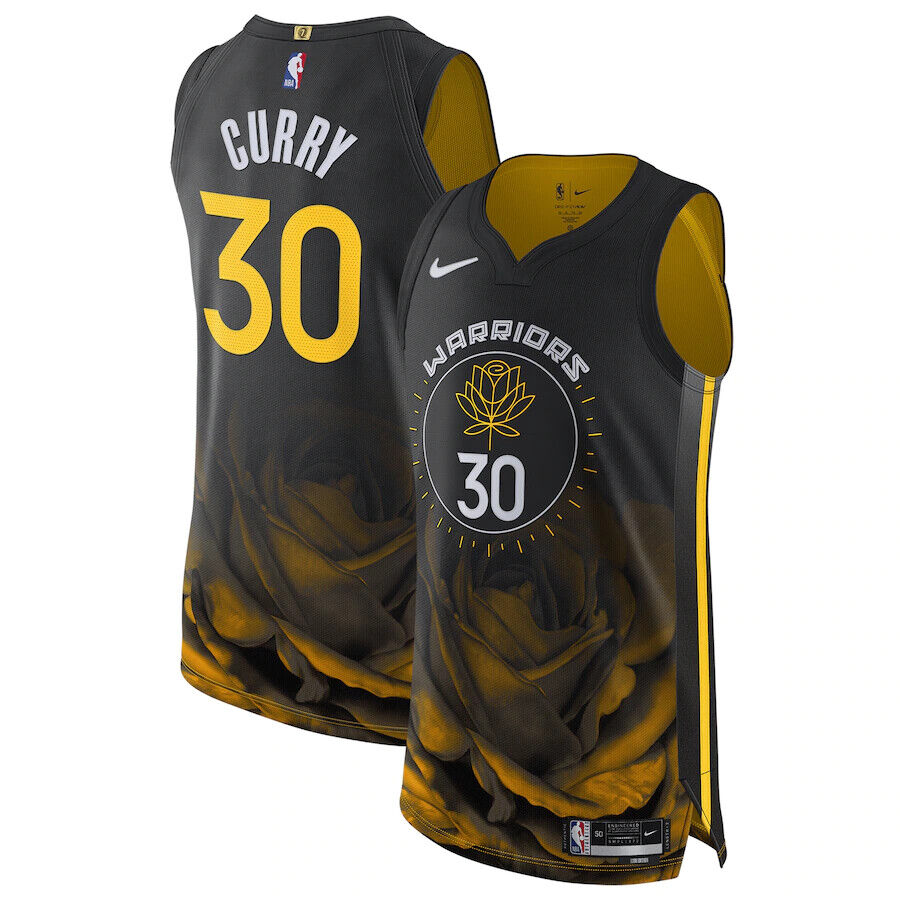 Stephen Curry Golden State Warriors White Gold & Black Gold Jersey - A