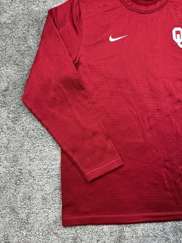 Nike Oklahoma Sooners Pullover Large Red OU Logo Check Long Sleeve Sweater Mens - 第 4/15 張圖片