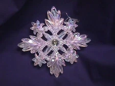 Beautiful Acrylic Iridescent SNOWFLAKE Christmas Ornament 5" NEW 3D double sided