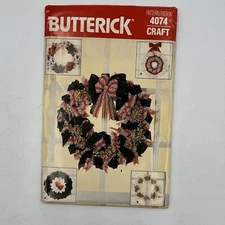 BUTTERICK Vtg Sewing Pattern 4074 Decor for Five Different Purchased Wreaths