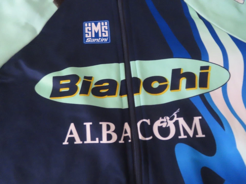 Vintage SMS Santini Bianchi Martini Racing full Zip Cycling Team Bike Jersey XL - Image 2 of 4